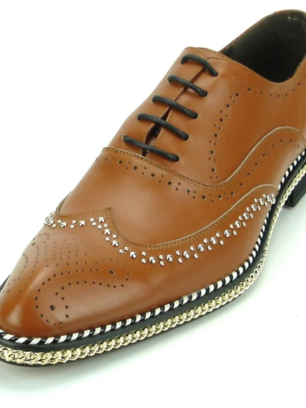 FI-7201 Tan Genuine Leather Lace up Wing Tip Fiesso by Aurelio Garcia